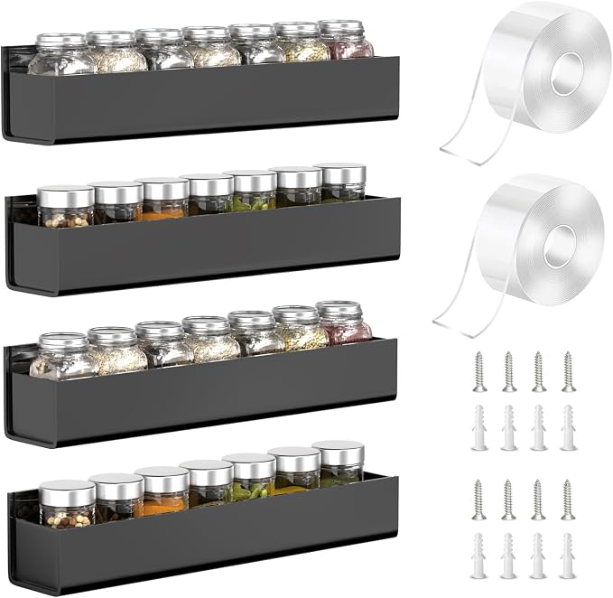 PMMASTO Adhesive Acrylic Spice Rack Organizer by PMMASTO