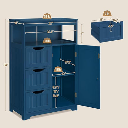 Yaheetech Bathroom Floor Cabinet, Free Standing Wooden Storage Organizer - Image 3