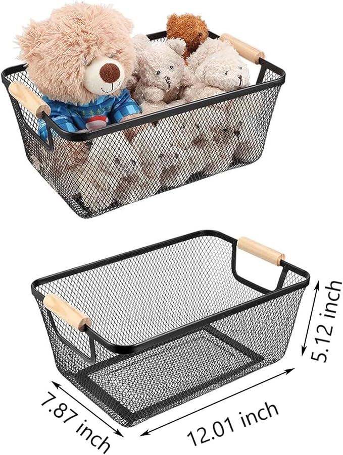 AJIODA Metal Mesh Steel Basket, Medium Wire Storage Organizer Basket - Image 3
