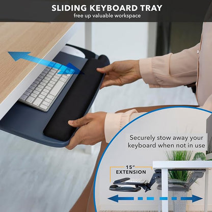 Mount-It! Under Desk Keyboard Tray, Adjustable Slide-Out Keyboard & Mouse - Image 2