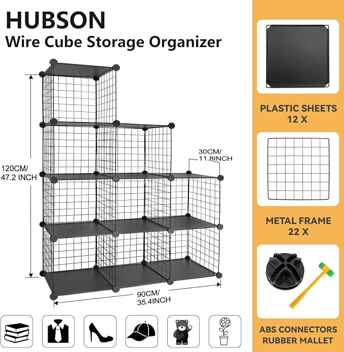 HUBSON Wire Cube Storage Organizer, Book/Toy/Craft/Potted Plants and petCloset - Image 2