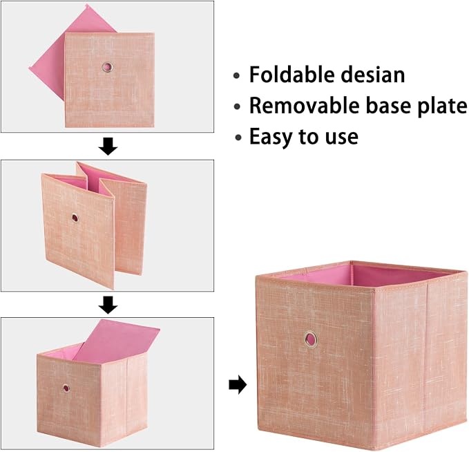 Foldable Storage Cubes Bins, 11 Inch Cloth Storage Cube Fabric Storage Box - Image 6