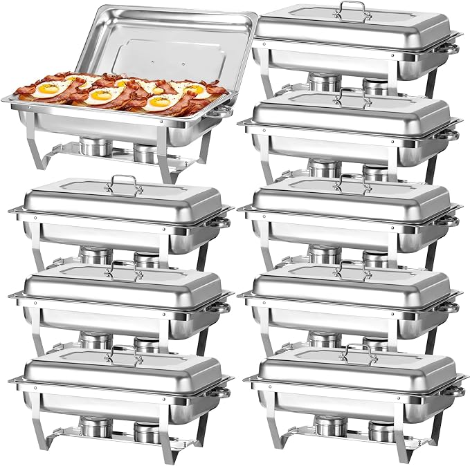 Chafing Dish Buffet Set, 8QT Stainless Steel Chafing Dishes by Unknown