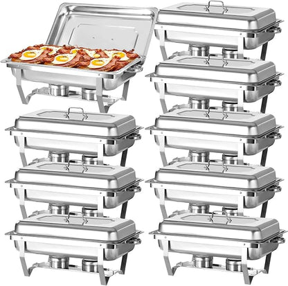 Chafing Dish Buffet Set, 8QT Stainless Steel Chafing Dishes by Unknown
