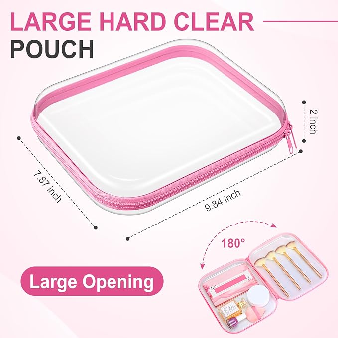 Sanwuta 6 Pcs Clear Hard Zipper Case Hard Plastic Zipper Pouches Transparent - Image 2