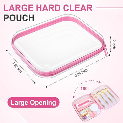 Sanwuta 6 Pcs Clear Hard Zipper Case Hard Plastic Zipper Pouches Transparent - Image 2