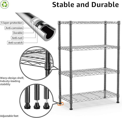 1000 lbs Storage Shelving Steel Heavy Duty 4-Tier Utility Shelving Unit Steel - Image 4