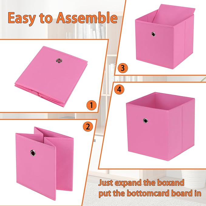 Foldable Storage Cubes Bins, 11 Inch Cloth Storage Cube Fabric Storage Box - Image 6