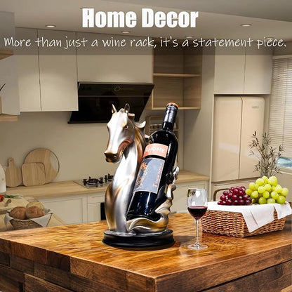 Wine Bottle Holder Wine Racks Tabletop Horse Statue as Home Kitchen Wine Cellar - Image 4