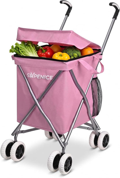 Shopping Carts for Groceries Foldable Rolling Trolley by supenice