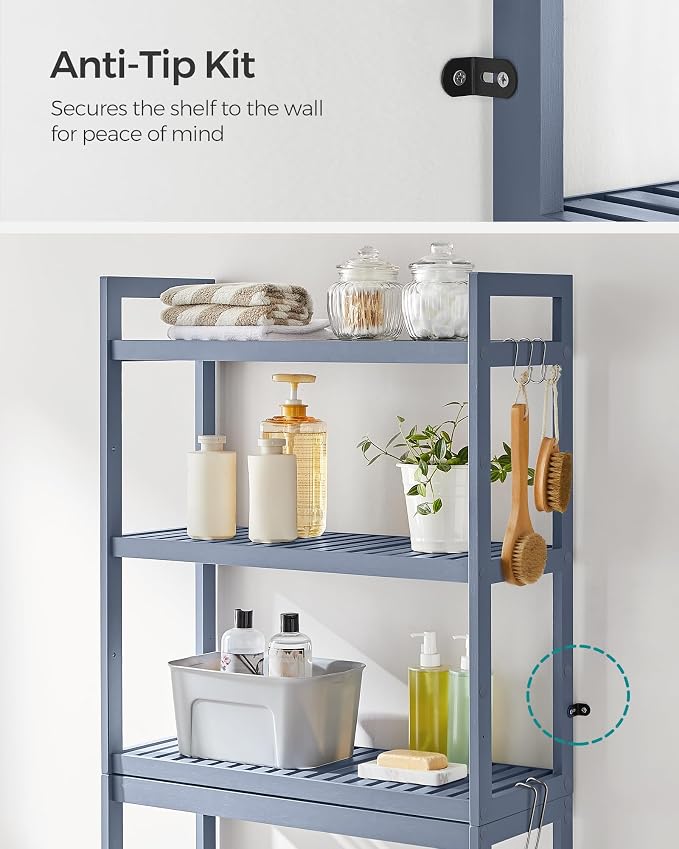 SONGMICS Over The Toilet Storage, 3-Tier Over Toilet Bathroom Organizer - Image 6