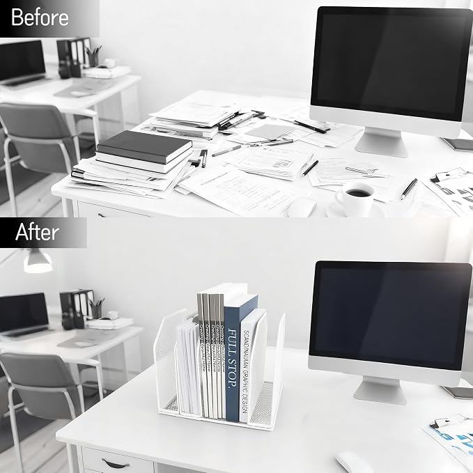 Adjustable Desk File Organizer, Detachable Office Folder Organizer, Compact - Image 8