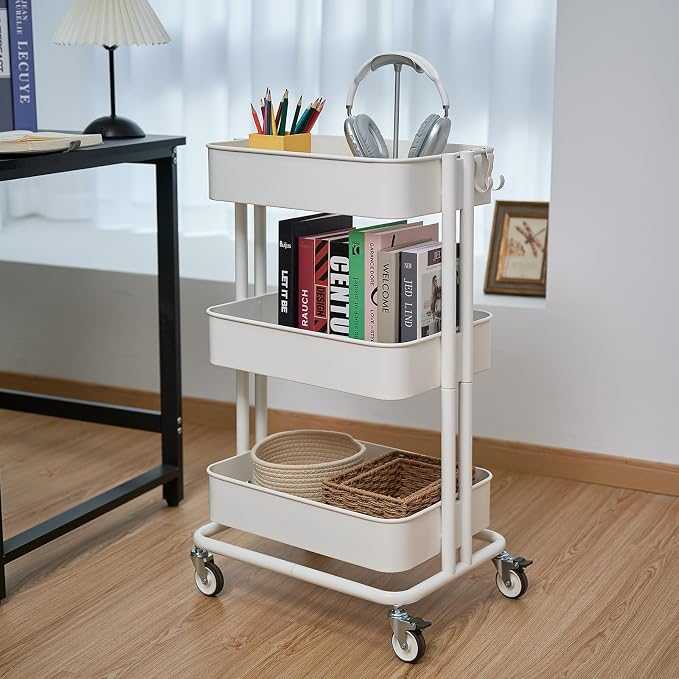 3 Tier Rolling Cart Metal Heavy Duty Utility Cart - Image 9