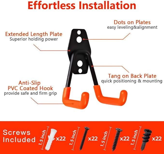 Garage Hooks, 12 Pack Wall Storage Hanger - Image 2