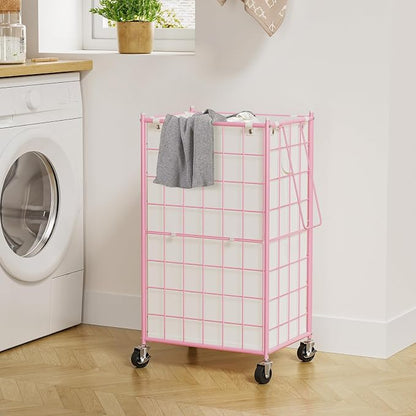 WOWLIVE Laundry Hamper with Wheels, Metal Wire Frame Rolling Laundry Basket - Image 4