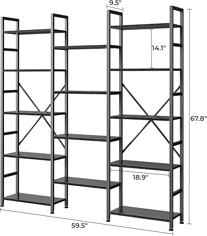 SUPERJARE Triple Bookshelf, Bookcase - Image 3