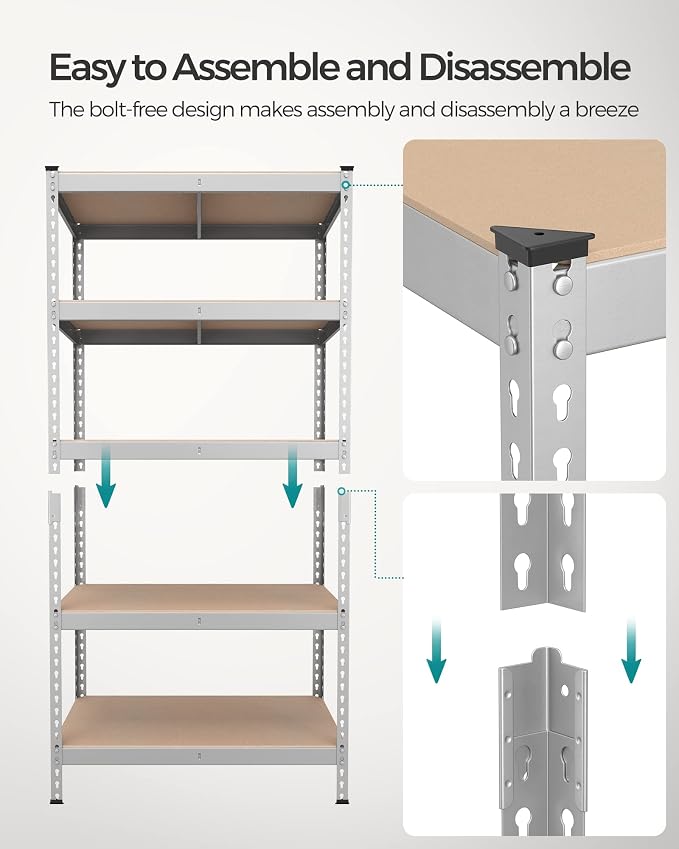 SONGMICS 5-Tier Storage Shelves, Load 2310 lb, Garage Storage, Boltless Assembly - Image 6