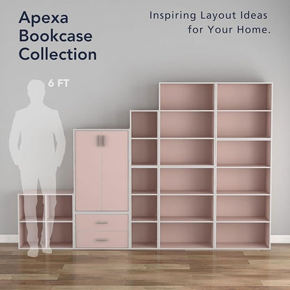 Homes: Inside + Out Apexa 4-Tier Cube Storage Organizer Shelves, Stackable Wood - Image 9