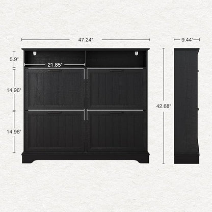 Shoe Storage Cabinet with 4 Flip Drawers, Farmhouse Modern Hidden Shoes Rack - Image 2