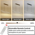 Pendant Light, Linear Pendant Light LED Dimmable Hanging Light Fixture, LED Modern Curved Chandelier, Chandeliers for Dining Room