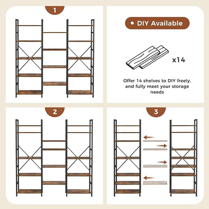 SUPERJARE Triple Bookshelf, Bookcase - Image 5