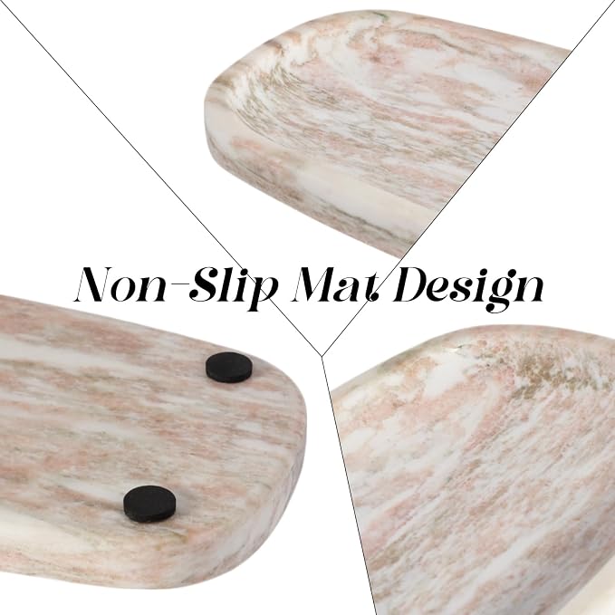 Koville Natural Marble Tray for Bathroom Countertop, Vanity Tray for Decor - Image 5