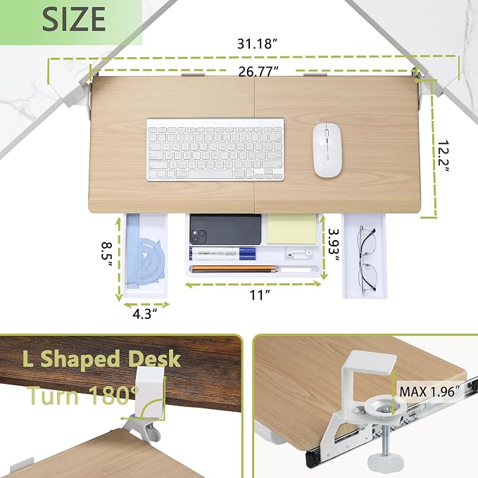 ETHU Keyboard Tray Under Desk, Ergonomic Corner Keyboard Tray - Image 3