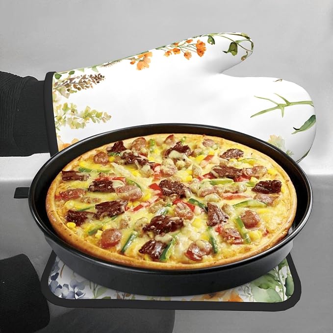 Springtime Herb Garden Gloves and Mats Set-Heat-Resistant Kitchen Gloves and - Image 6
