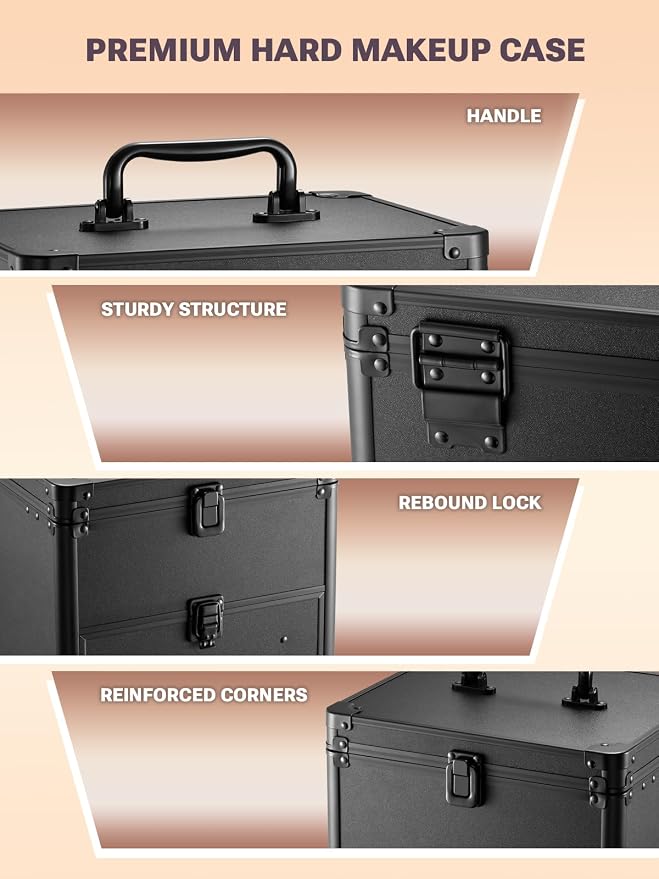 Qislee Makeup Box with Drawer and A Detachable Lighted Mirror, Waterproof - Image 4
