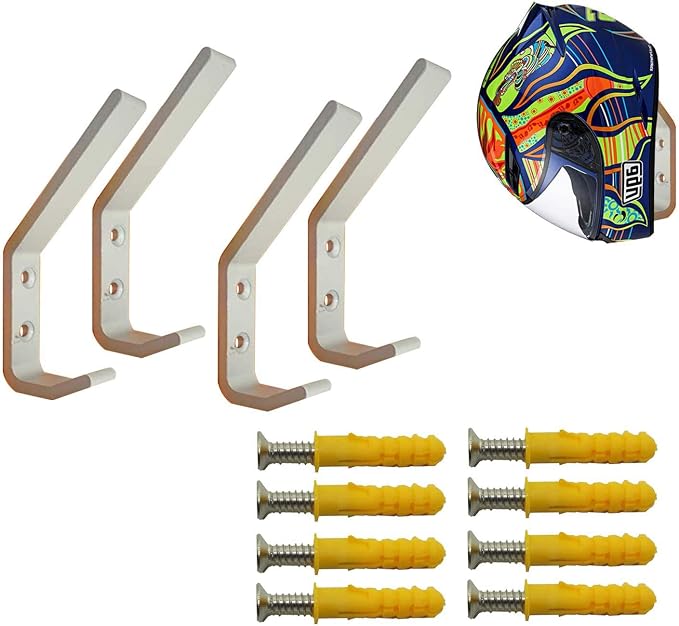Deloky 4 Pack Motorcycle Helmet Holder Hook -Jacket Bags Wall Mount Cloth by Unknown