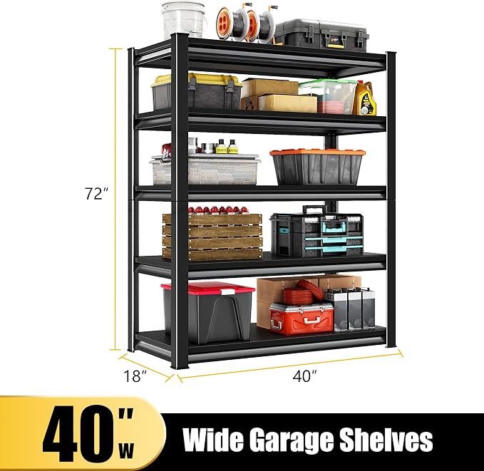 40" W Garage Shelving Heavy Duty, 2250LBS Loads Garage Storage Shelves Heavy - Image 3