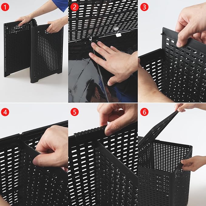 Asking 80L Collapsible 2 Section Divided Clothe Hamper, Double Laundry Hamper - Image 4