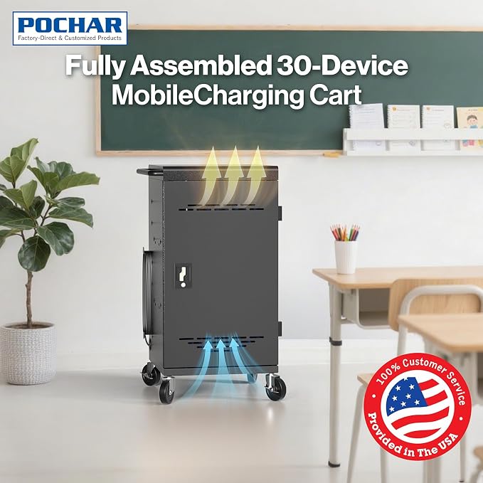POCHAR Fully Assembled 30 Unit Device Charging Station - Image 2