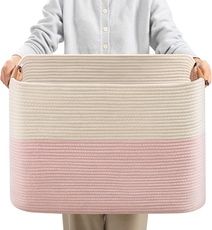 danpinera Woven Rectangle Storage Basket, Large Blanket Basket by danpinera
