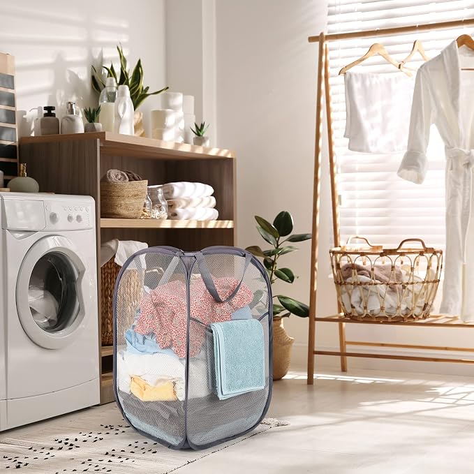 BATTOO Deluxe Strong Mesh Pop up Laundry Hamper Basket - Image 6
