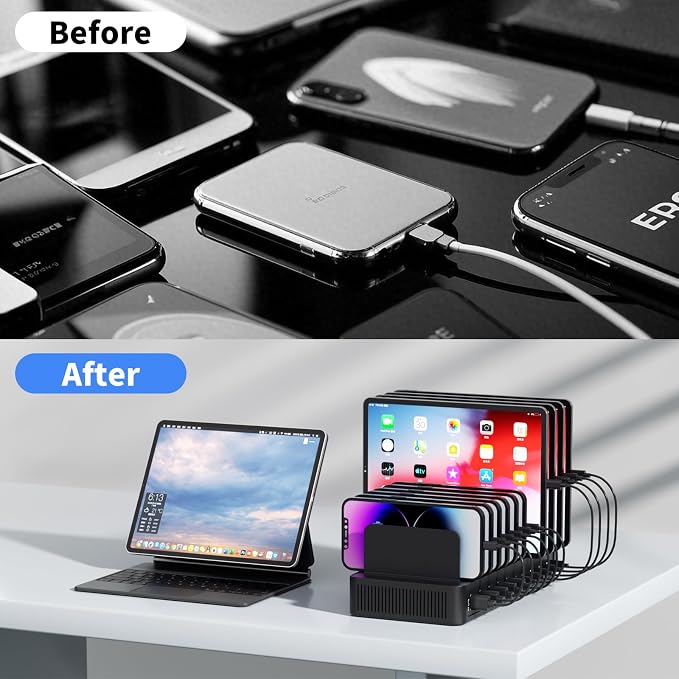 60W Charging Station for Multiple Devices, 10-Port USB Fast Charging Station - Image 4