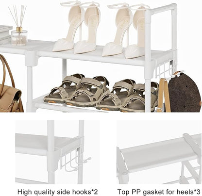 WOWLIVE 9 Tier 3-Column Shoe Rack, 50-55 Pairs Stackable White | 50in long - Image 6