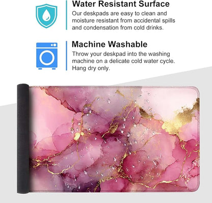 Pink Marble Ink Mouse Pad – Large Extended Desk Mat 35.43 x 15.75 in – Elegant - Image 4