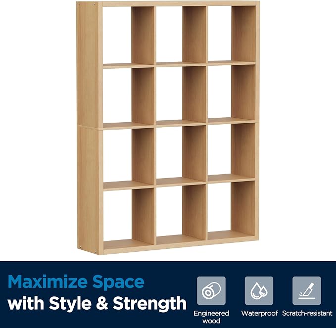 12 Cube Storage Organizer, Wooden Cube Shelf Bookcase - Image 8