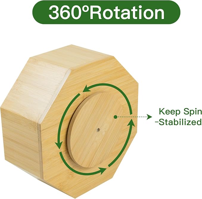 VaeFae 360° Rotating Bamboo Pen Holder Desk Art Supply Organizer | 9-12 Slots - Image 4