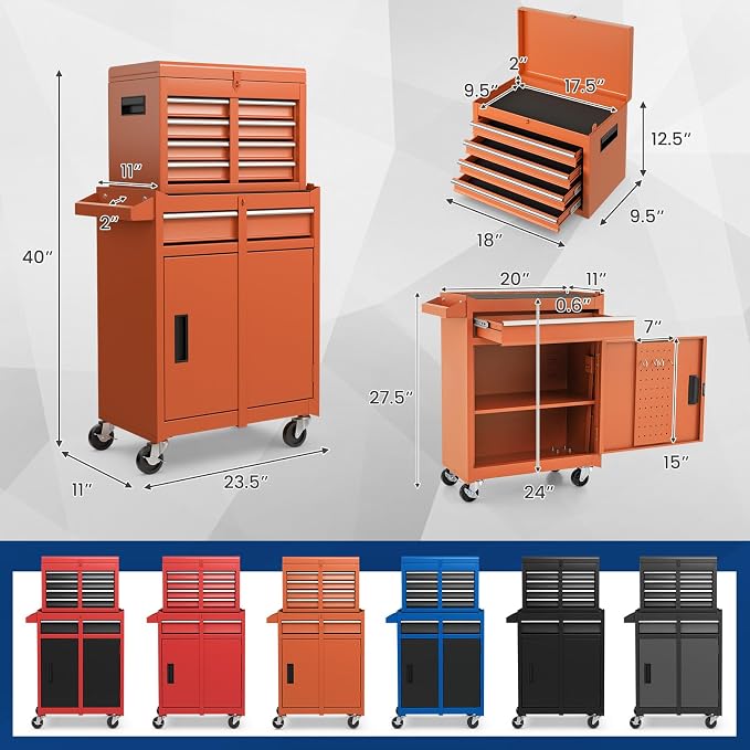 Goplus Rolling Tool Chest, 5-Drawer Tool Box Organizer w/Lockable Wheels & - Image 3