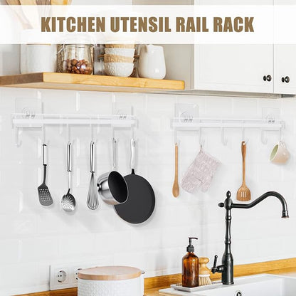 Kitchen Utensil Hanger, Adhesive Utensil Holder Wall Mount Kitchen Rack Rail - Image 2