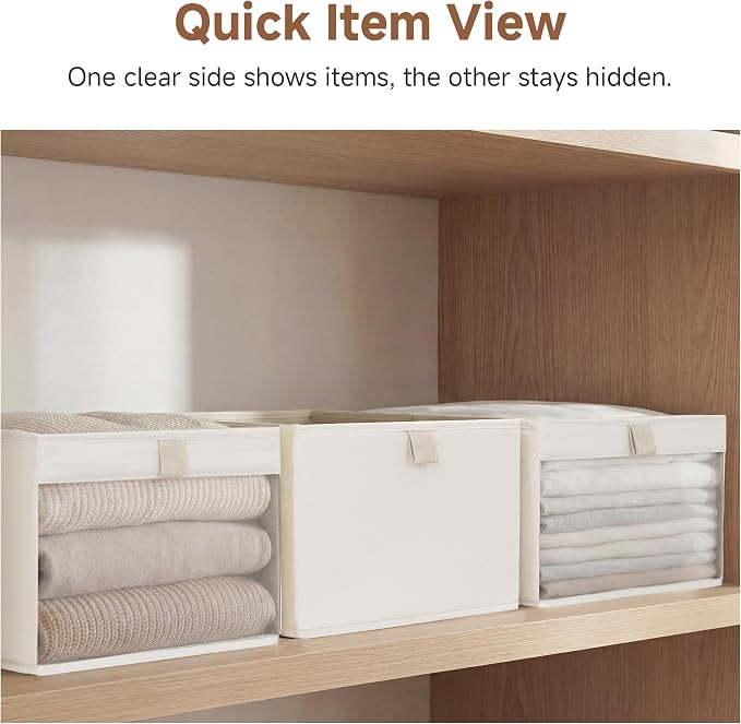 StorageWorks Storage Bins with Clear Window, Large Fabric Closet Organizer - Image 3