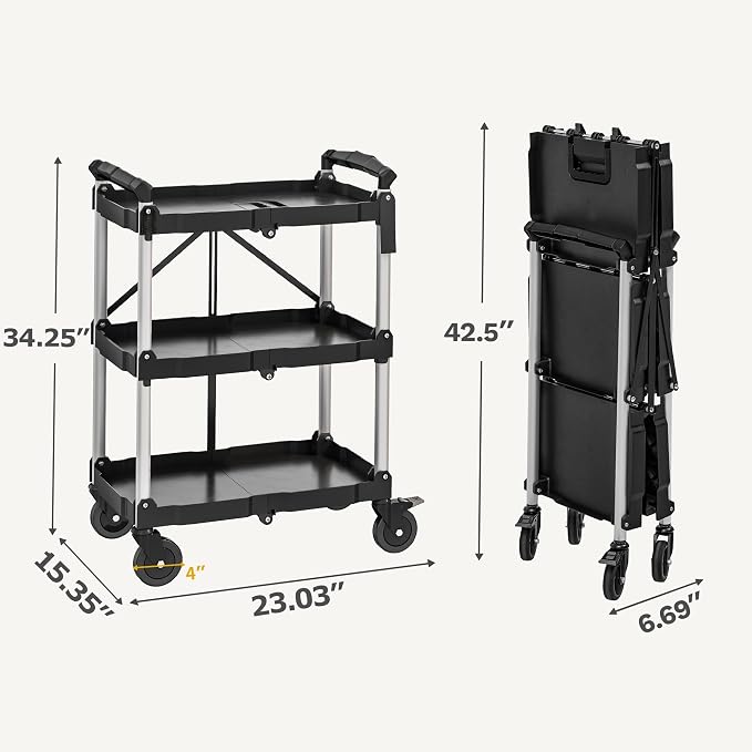 DWVO 3-Tier Foldable Service Cart - Image 5