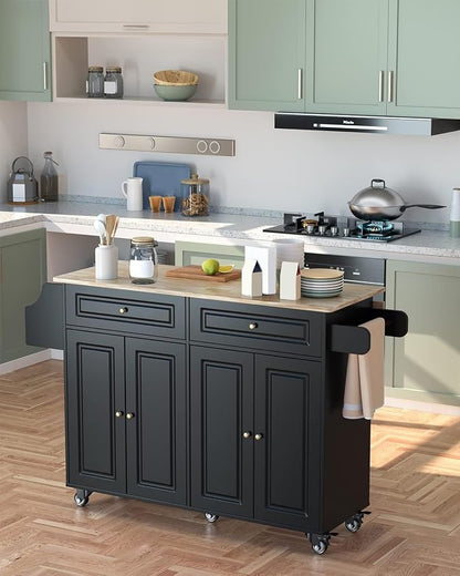 Kitchen Island with Storage, Kitchen Cart on 5 Universal Wheels, Mobile Kitchen - Image 8