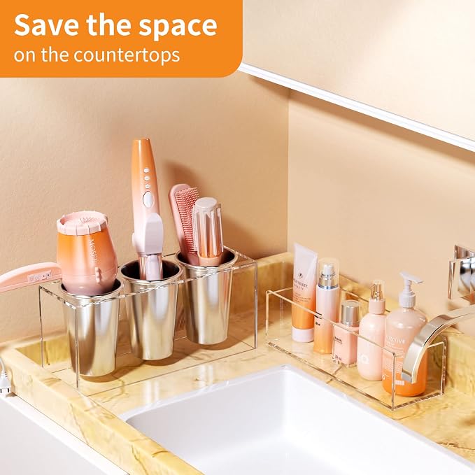 NIUBEE Hair Tool Organizer, Acrylic Hair Dryer and Styling Holder, Bathroom - Image 4