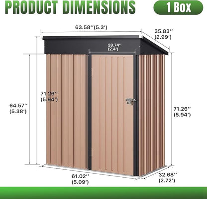 Aoxun 5' x3 ' Outdoor Metal Storage Shed - Image 6