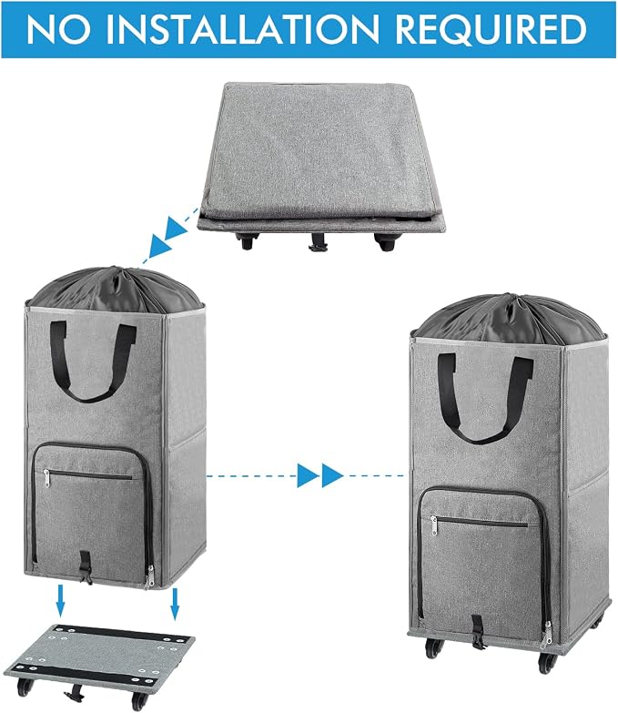 Laundry Hamper with Wheels, Bukere Large Rolling Laundry Basket with 4 Casters - Image 6