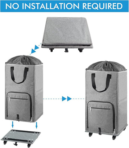 Laundry Hamper with Wheels, Bukere Large Rolling Laundry Basket with 4 Casters - Image 6