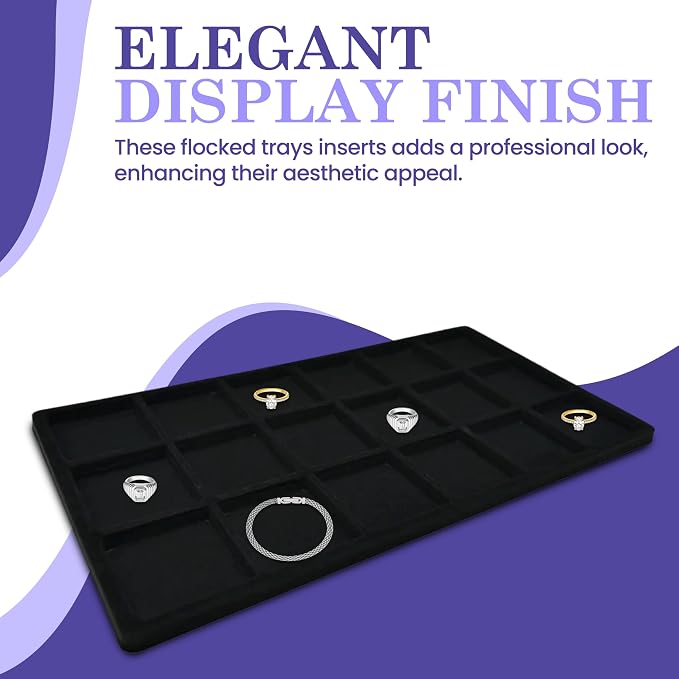 Novel Box 5 Pack 18-Slot Black Liner Jewelry Storage Tray Inserts 14.75x8.25x1 - Image 5